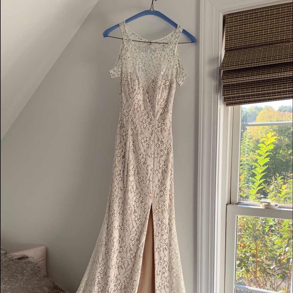 La Femme Gown Dress Prom White Glitz